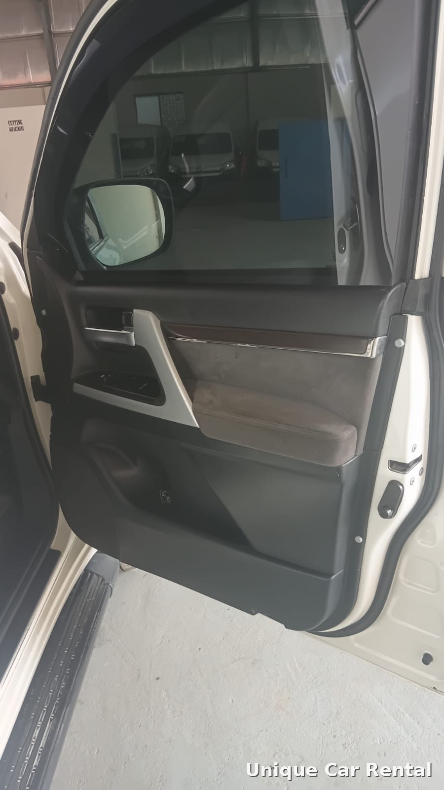 Thick armored door panel inside a bulletproof Toyota Land Cruiser 200