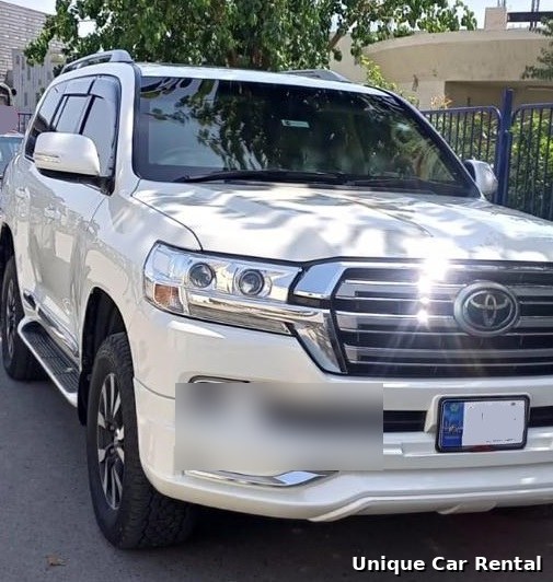 Bulletproof Toyota Land Cruiser 200 white front three-quarter view in Karachi