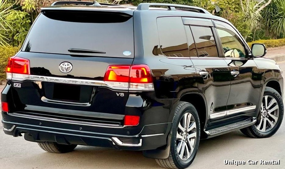 Bulletproof Toyota Land Cruiser V8 black rear three-quarter in Karachi
