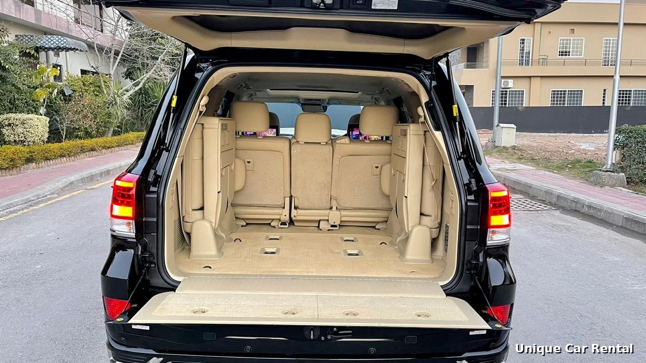 Bulletproof Toyota Land Cruiser V8 cargo trunk space in Karachi