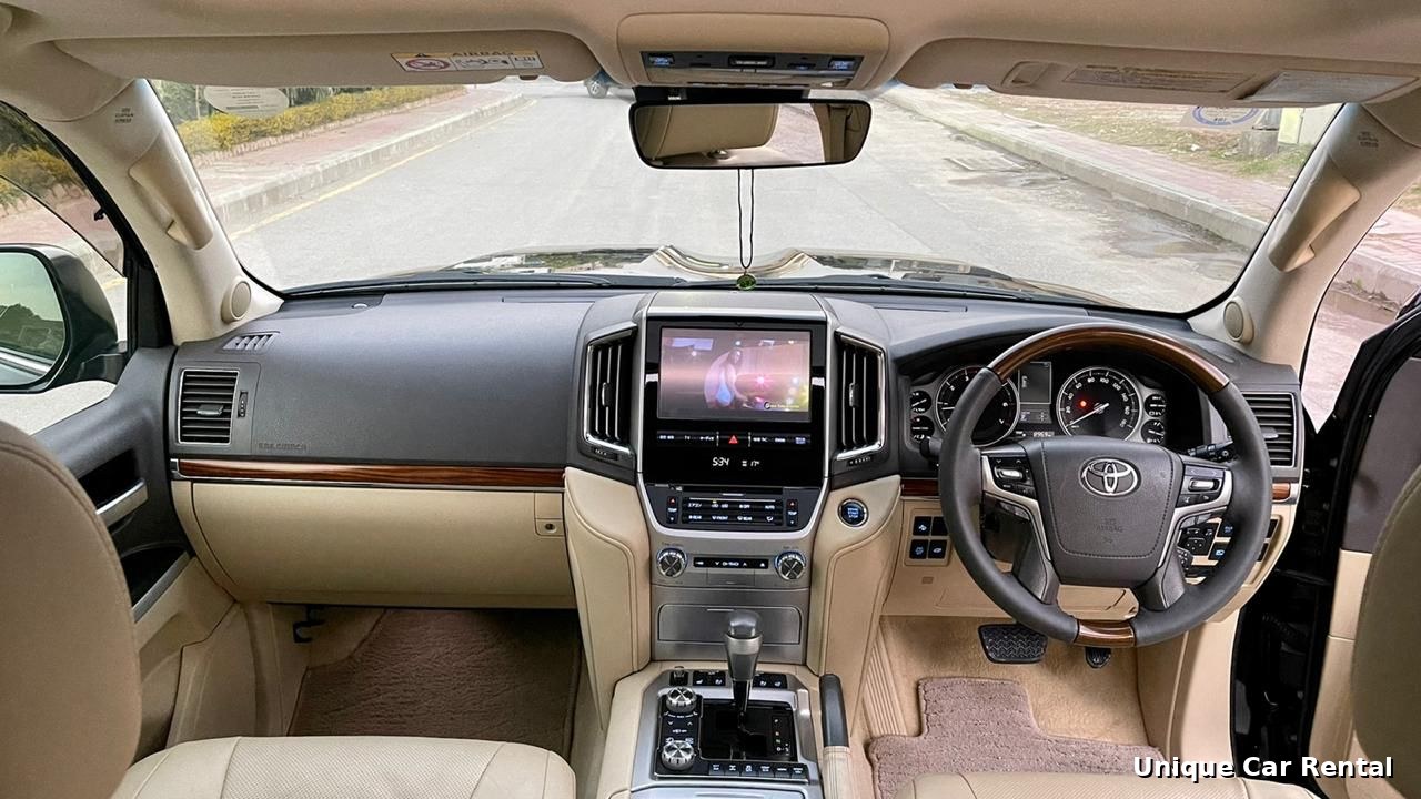 Toyota Land Cruiser V8 black interior dashboard in Islamabad