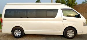 Spacious Toyota Hiace Grand Cabin rental for family and staff transport