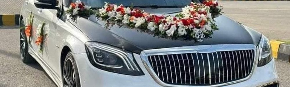 Mercedes Maybach white luxury wedding car for rent in Lahore