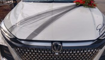 Oshan X7 2025 front view available for rent in Lahore