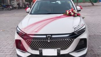 Oshan X7 luxury interior with digital dashboard for rent in Lahore