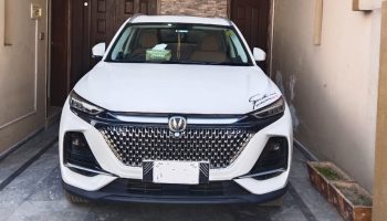 Comfortable leather seats of Oshan X7 available for rent in Lahore