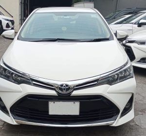 Interior of Toyota Corolla Altis with leather seats and multimedia system